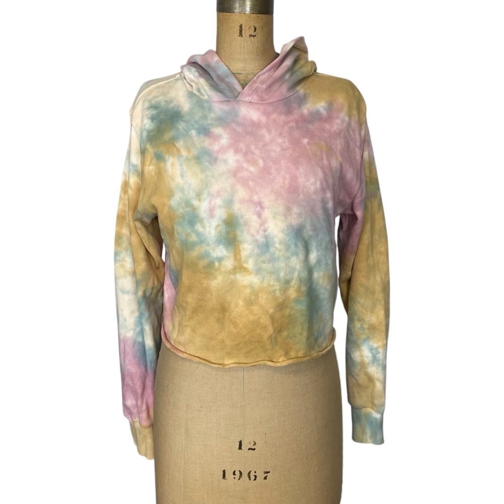 525 (Revolve) Pastel Tie Dye Cropped Hoodie Size M